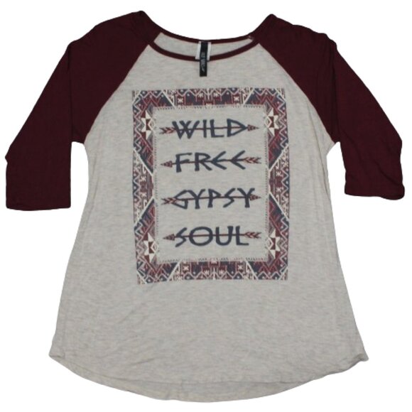 Lovely Souls Wild Free Gypsy Soul Baseball Tee XL - Picture 1 of 6